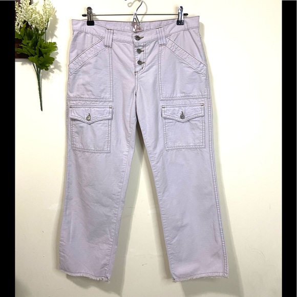 JOIE Size 31 Cargo Crop Pants Buttoned Front White - Picture 2 of 12